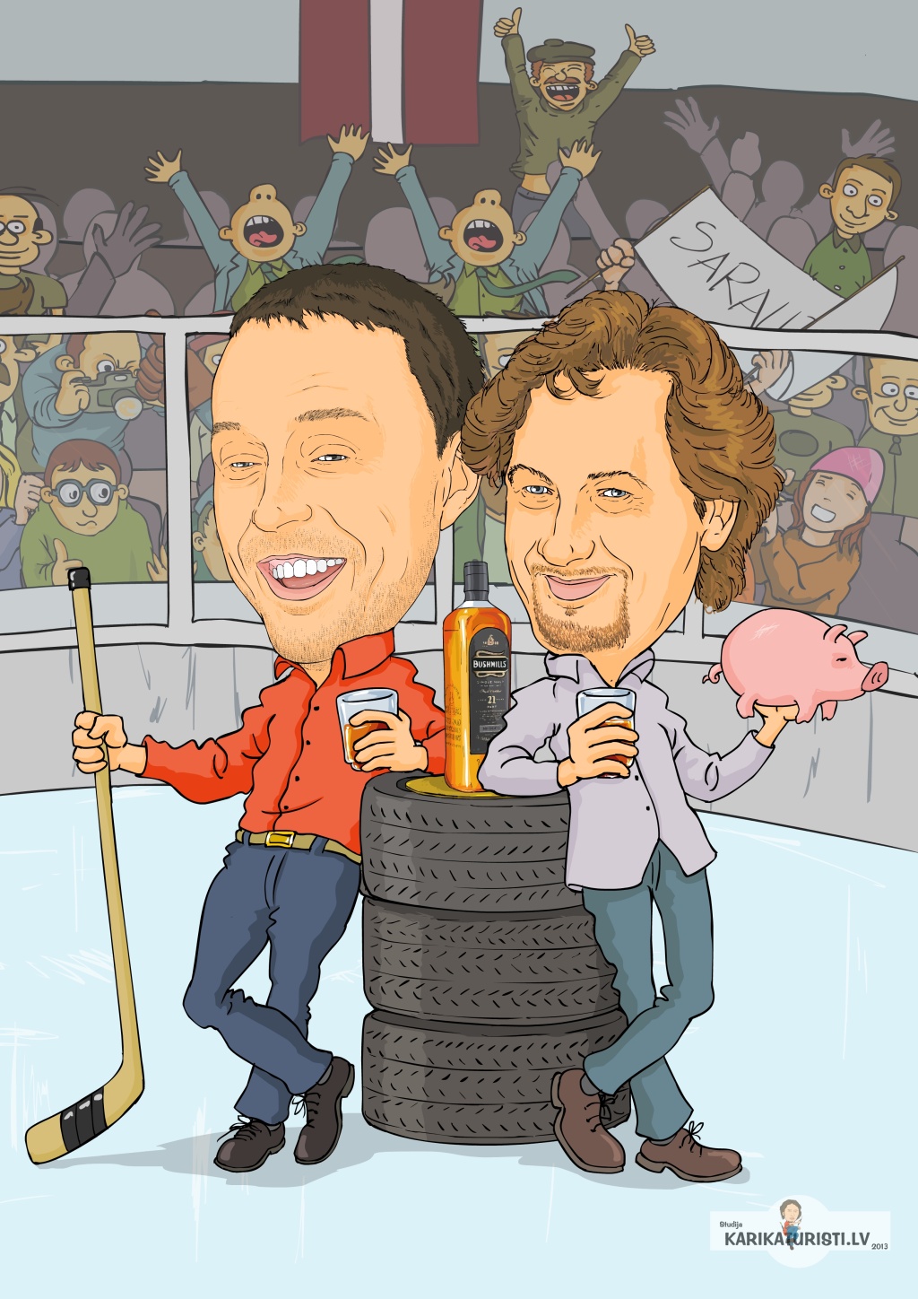 karikatūra hokejs riteņi riepas viskijs Fans